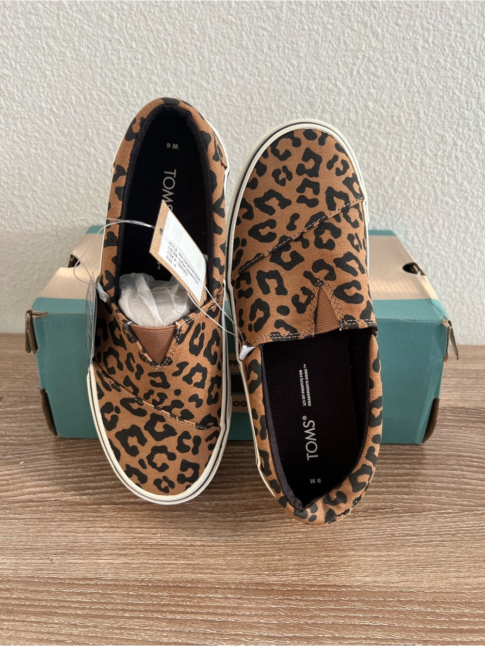 Toms Kids Leopard Print Slip-On Sneakers - Brown & Black - Picture 3 of 4